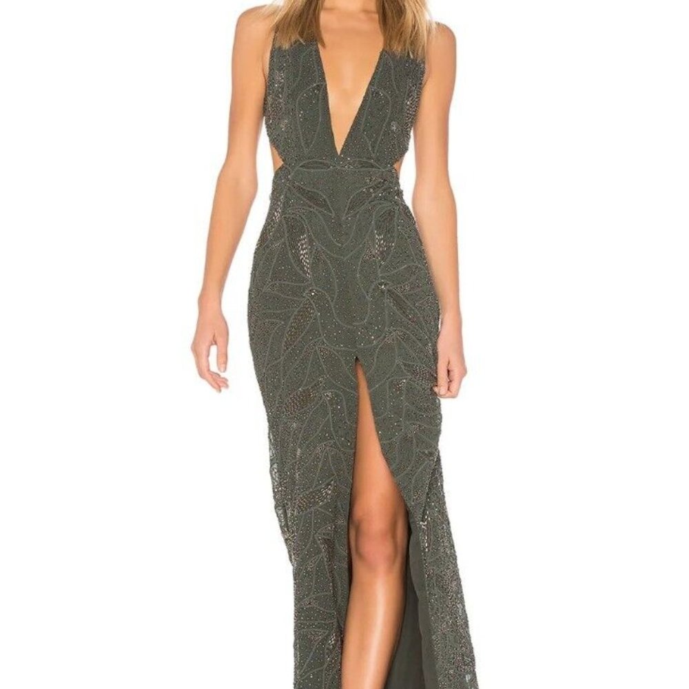 X by NBD Karolina Gown in Silver Size M Beaded Evening Dress
